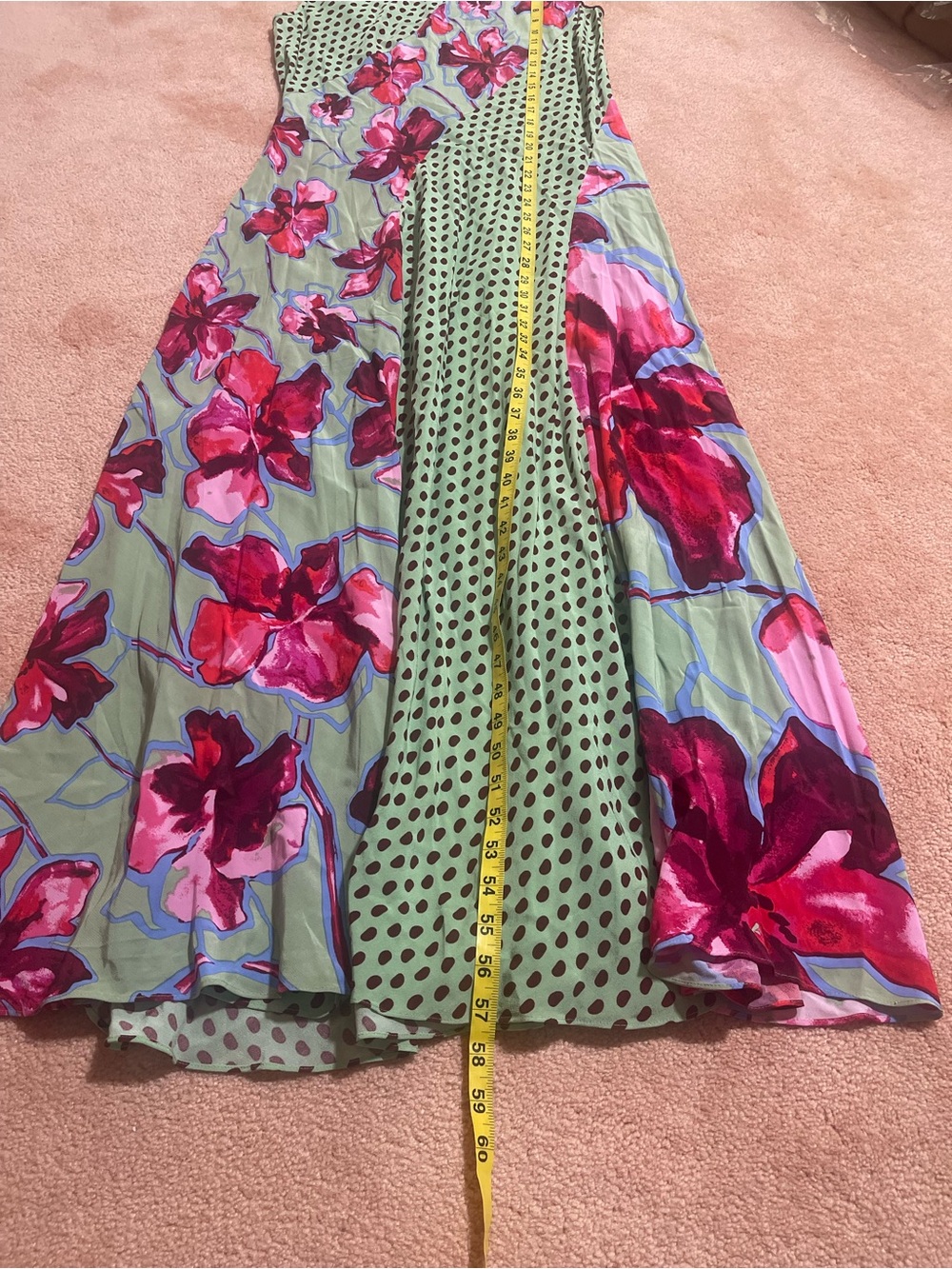 Diane Von Furstenberg Sleeveless Maxi Dress in Sage Green with Pink Floral - Picture 12 of 15